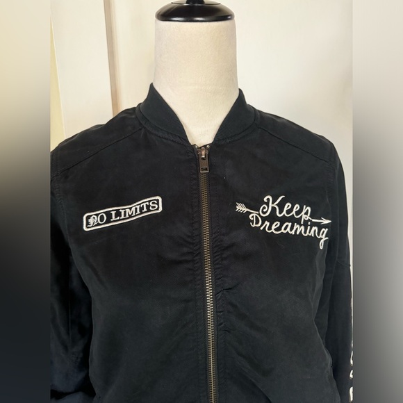 American Eagle Bomber Jacket Embroidered Aviator Biker Moto Varsity Jacket - Picture 6 of 9